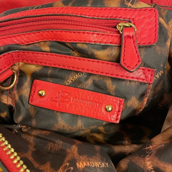 B Makowsky Red Leather Handbag - Picture 14 of 16